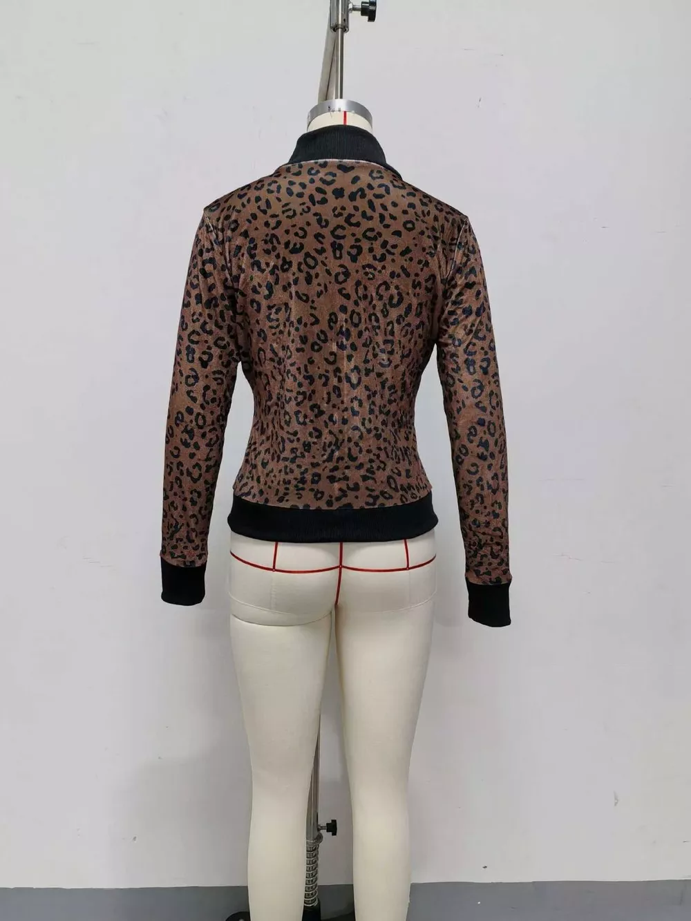 Leopard Print Knit Zip-Up Outerwear, image 5