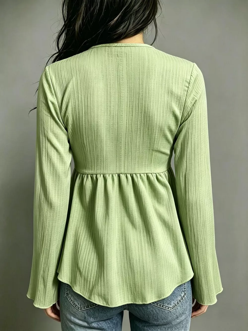 Tie-Front Flare Sleeve Blouse, image 3