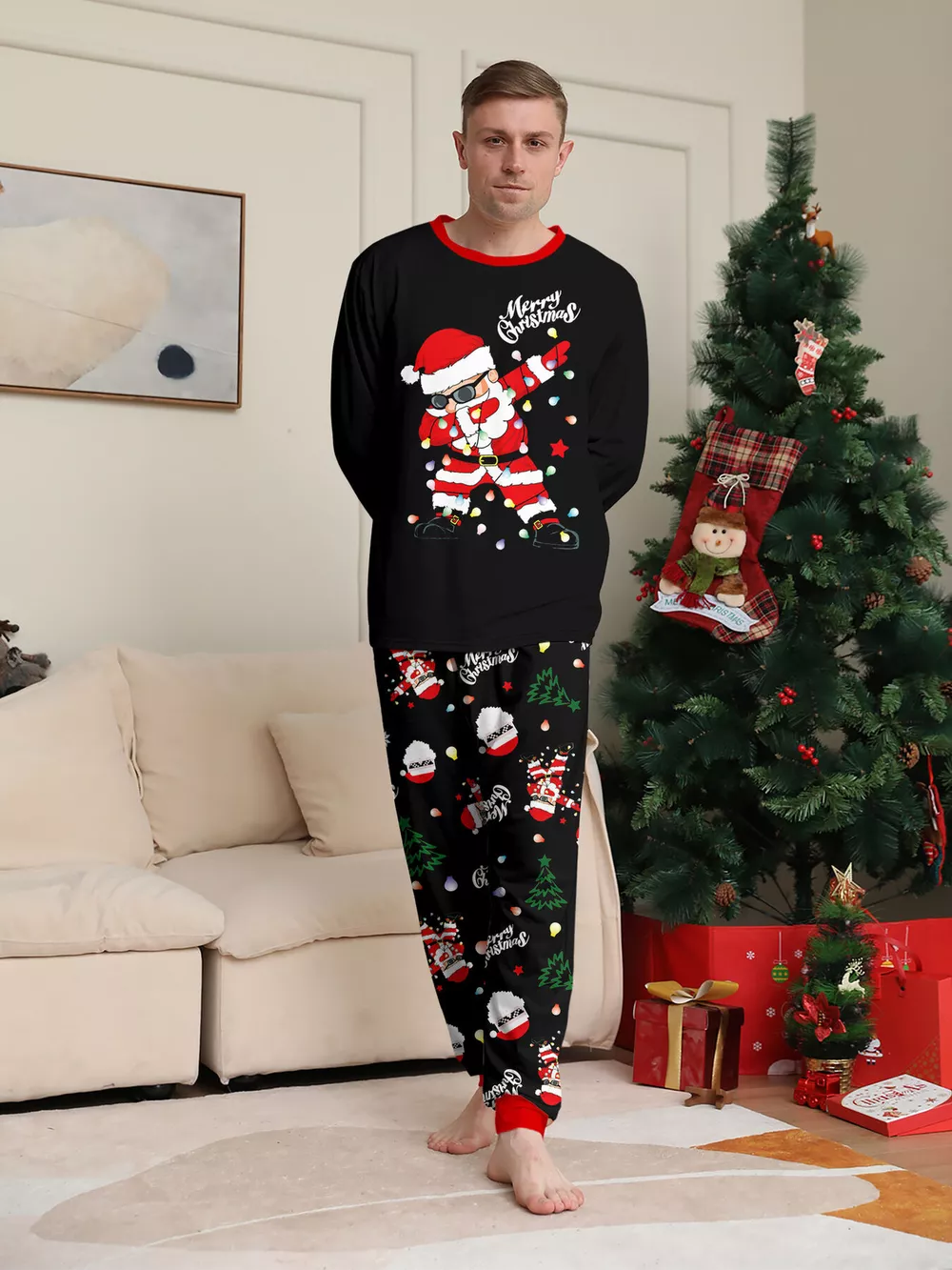 Full Size Family Matching Christmas Santa Pajamas Set Plus Size