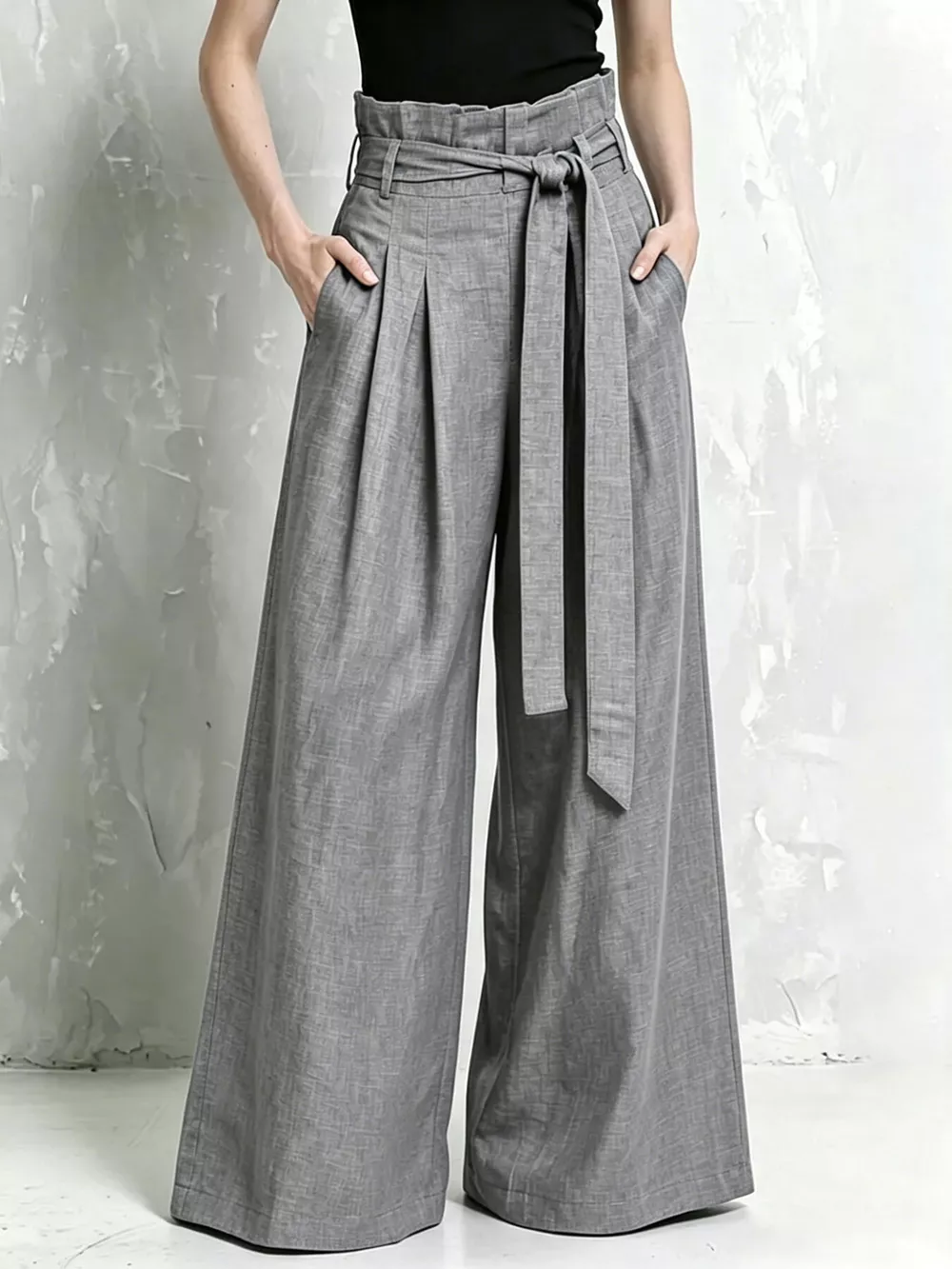 Full Size Wide-Leg Paperbag Waist Pants Plus Size