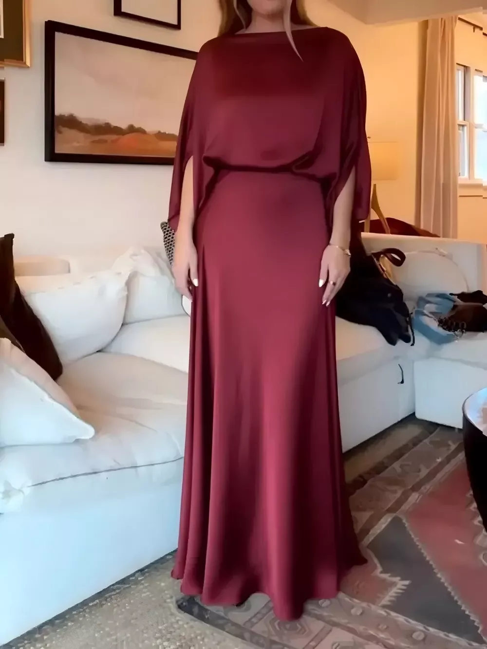 Full Size Elegant Batwing Sleeve Maxi Dress Plus Size, image 9