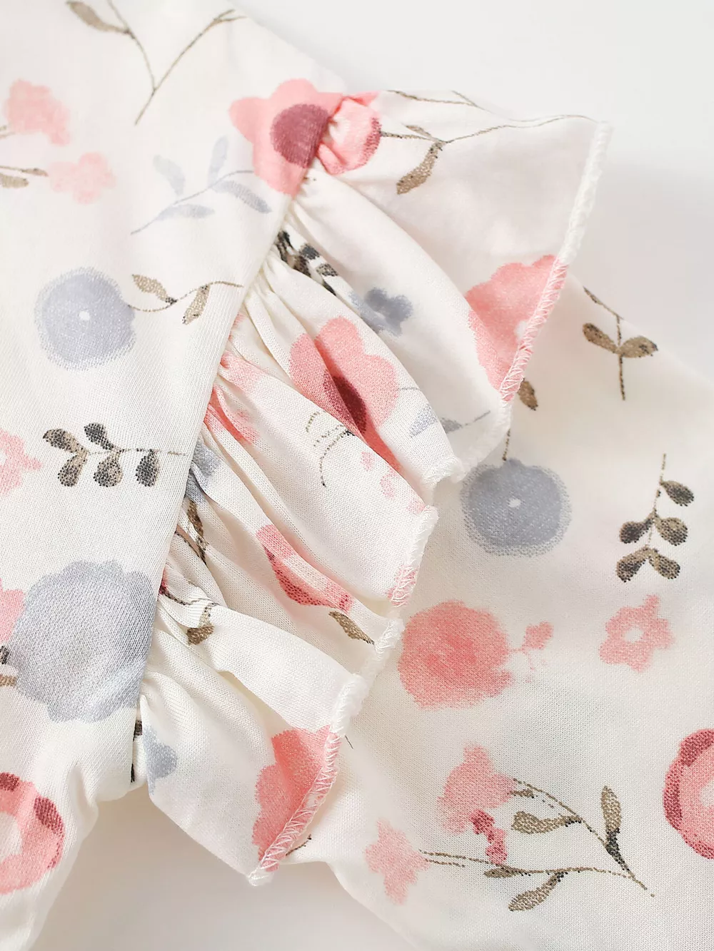Children's Floral Print Ruffle-Sleeve Crew Neck Sweatshirt, image 4
