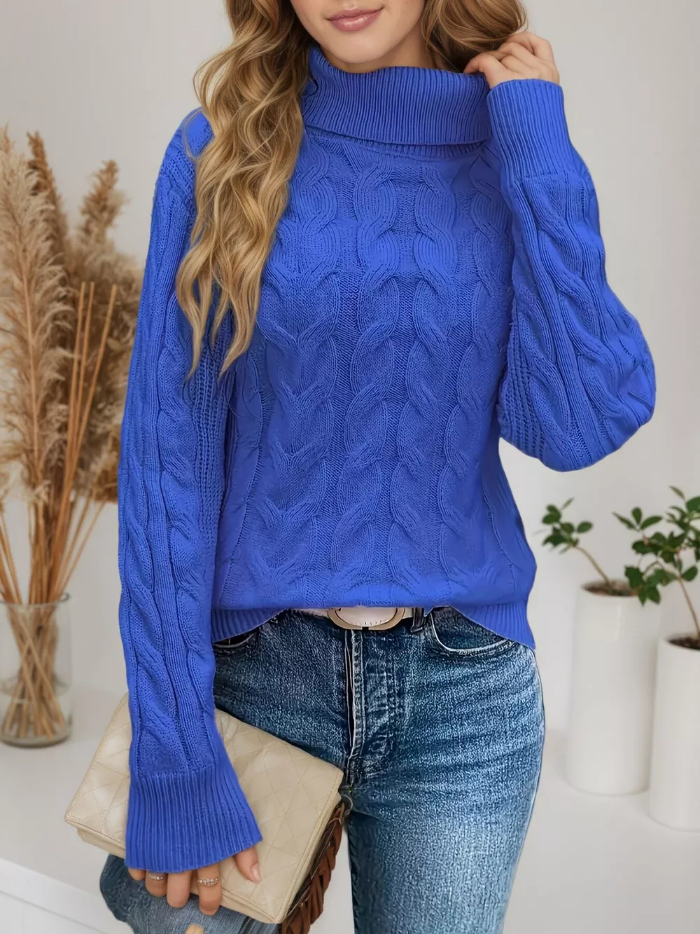 Cable-Knit Turtleneck Sweater, image 2