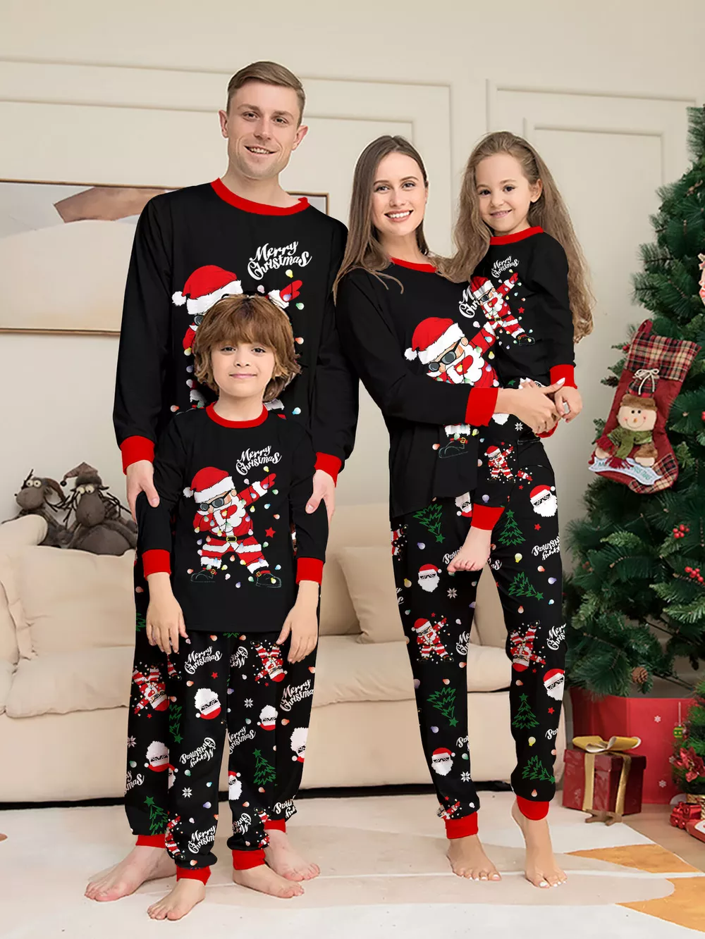 Full Size Family Matching Christmas Santa Pajamas Set Plus Size, image 2