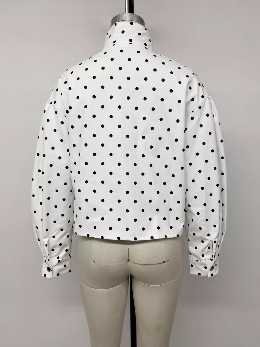 Polka Dot Zip Up Cropped Jacket, image 14