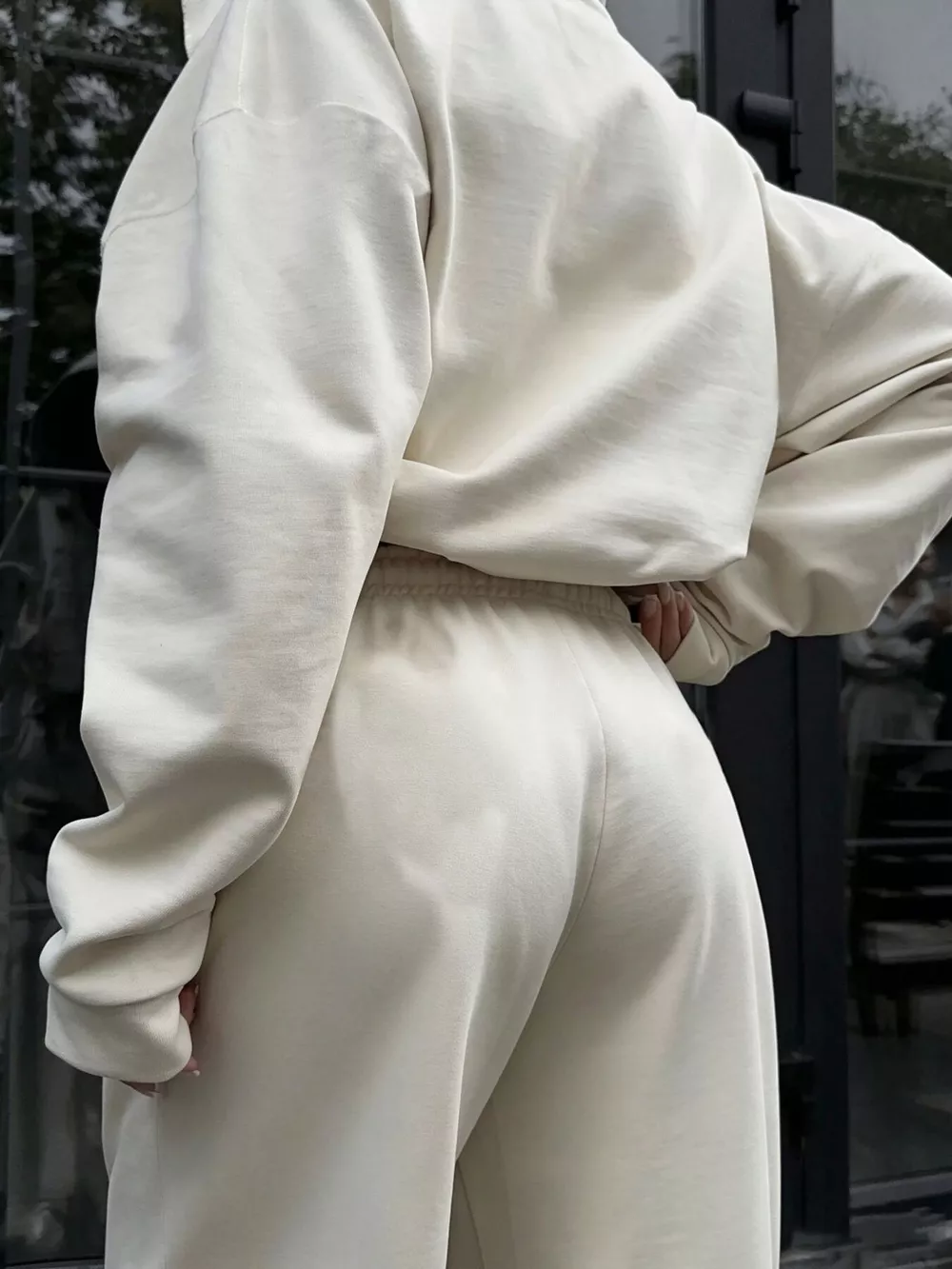 Casual Zip-Up Hoodie and Wide-Leg Sweatpants Set, image 5