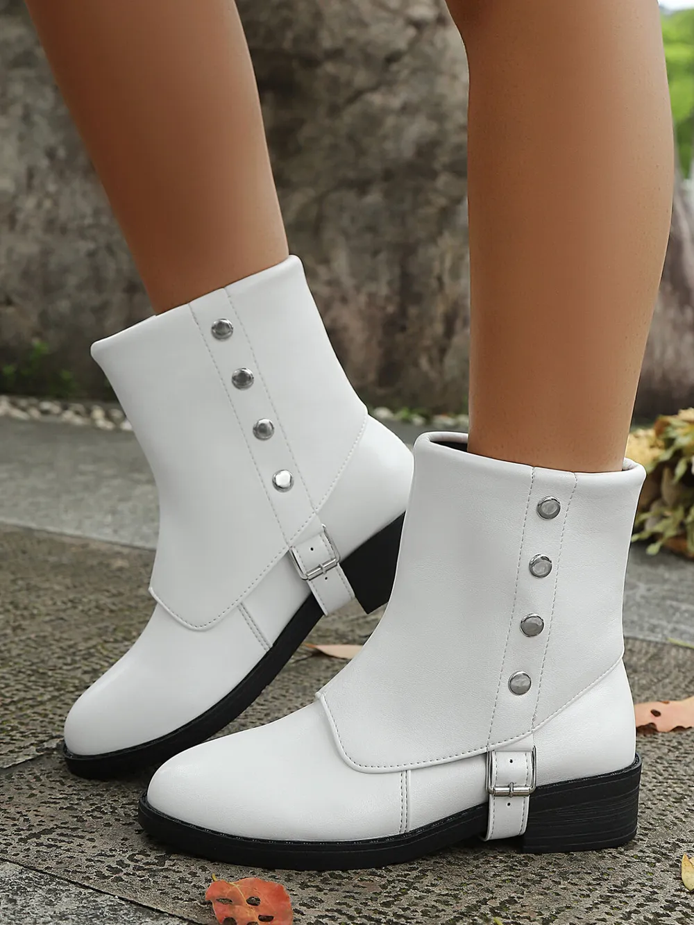 Buckle Block Heels Boots, image 11