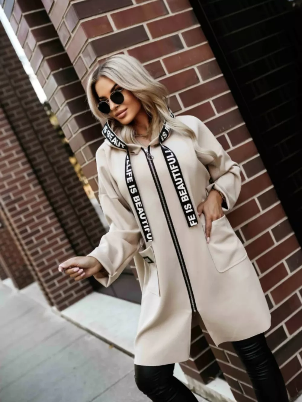 Full Size Casual Hooded Zip-Up Longline Outerwear Plus Size, image 5