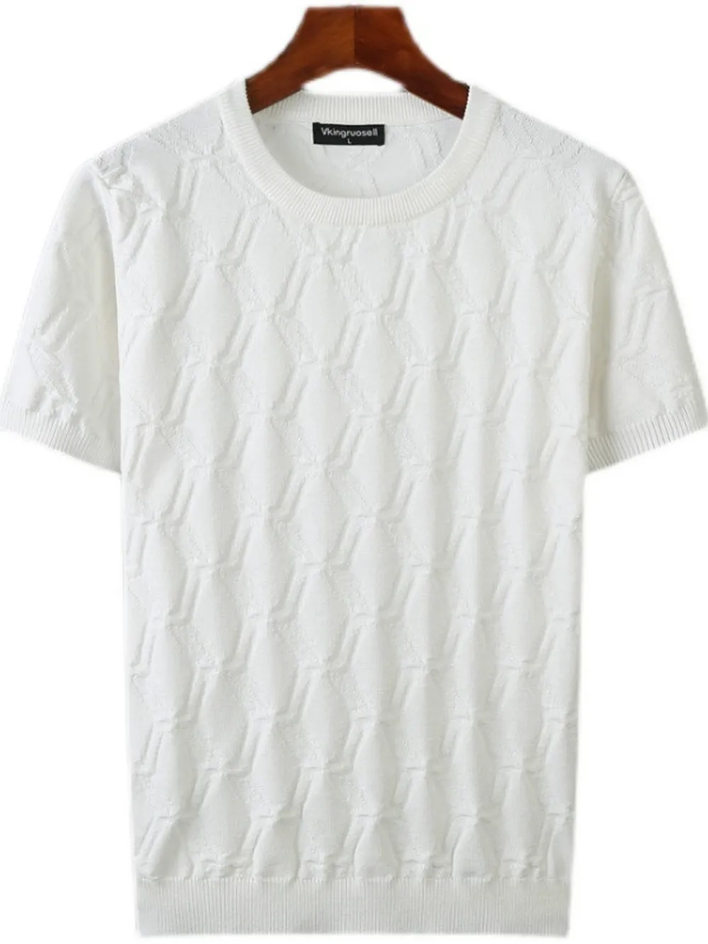 Men's Plus Size Textured Round Neck Short Sleeve Knit Top, image 5