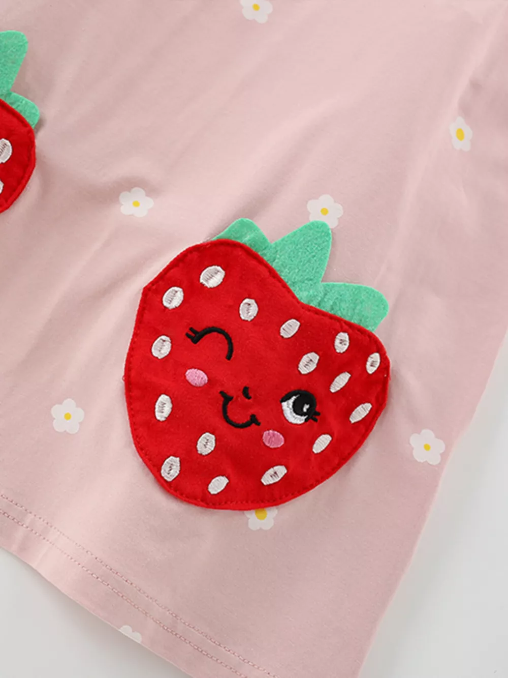 Children's Strawberry Applique Ruffle Sleeve Dress, image 3