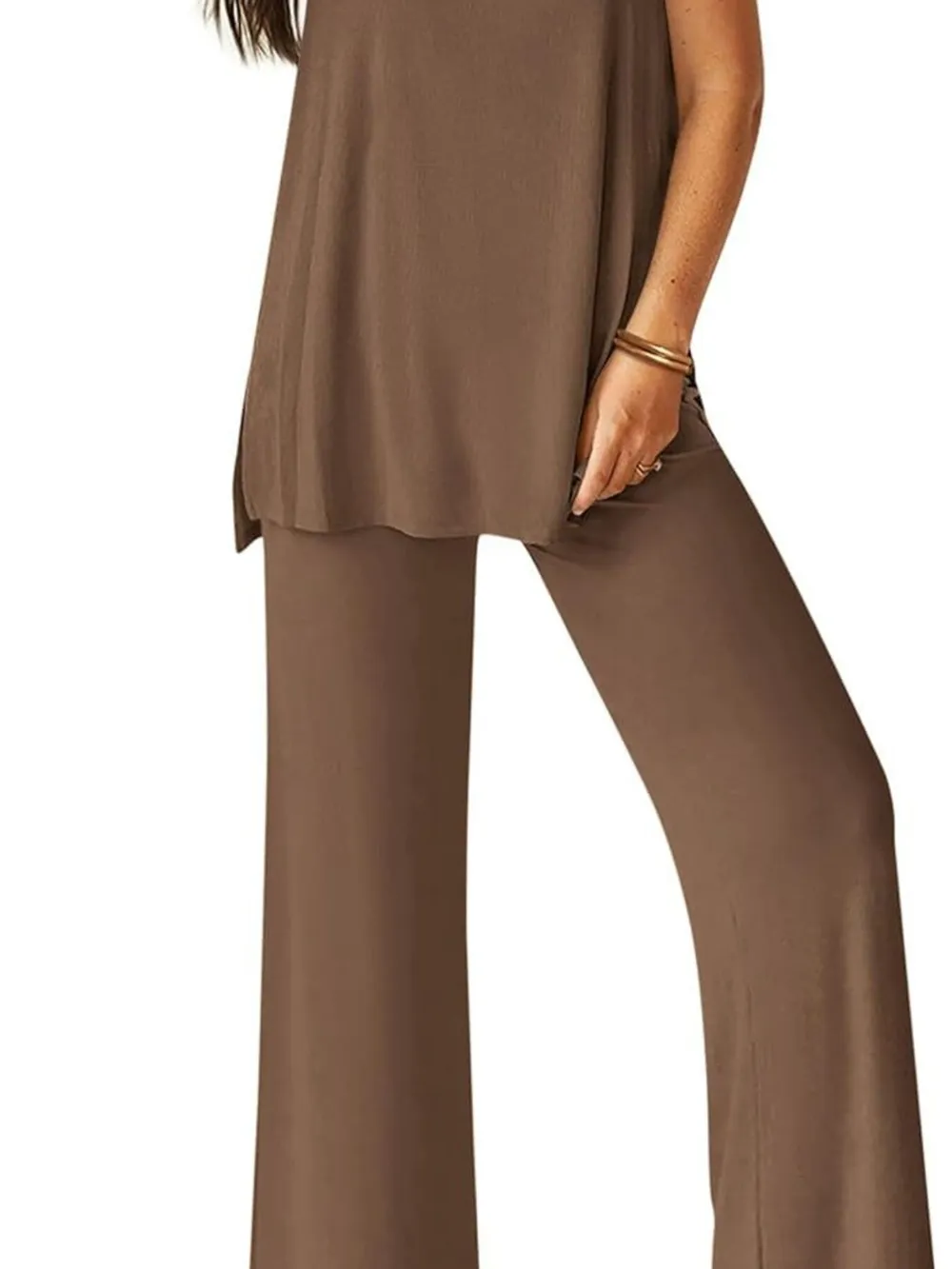 Round Neck Tank and Pants Set, image 2