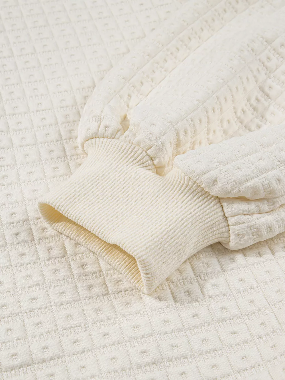 Textured Half Button Collared Sweatshirt, image 2