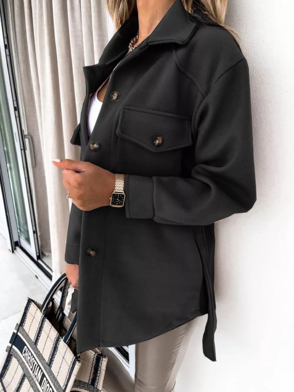 Button-Down Tie Waist Coat, image 16