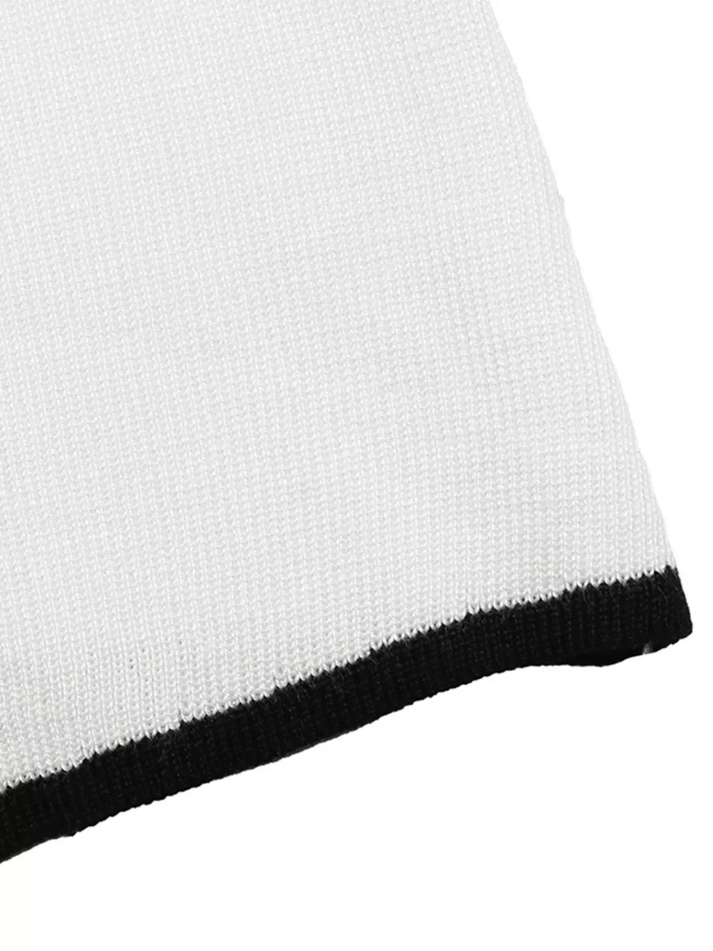 Contrast Trim Button Decor Knit Top, image 8