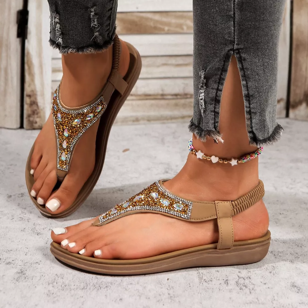 Toe Post Rhinestone Sandals, image 2