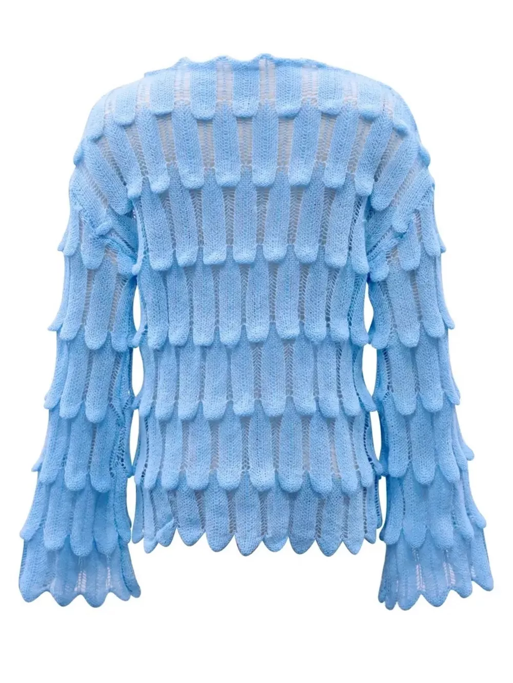 Textured Knit Bell Sleeve Knit Top, image 5