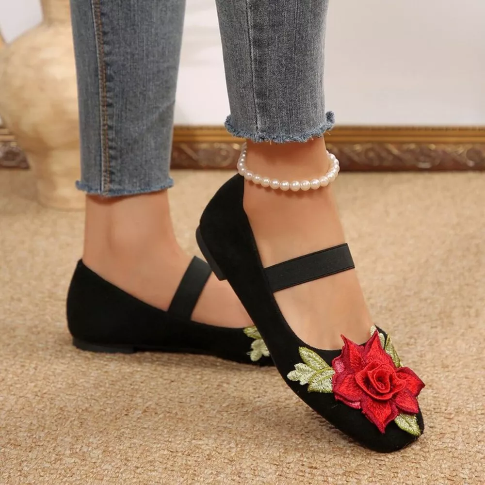 Flower Square Toe Slip-Ons, image 2