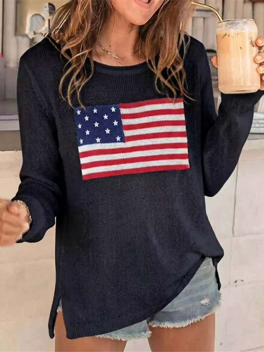 American Flag Long Sleeve Sweater, image 4