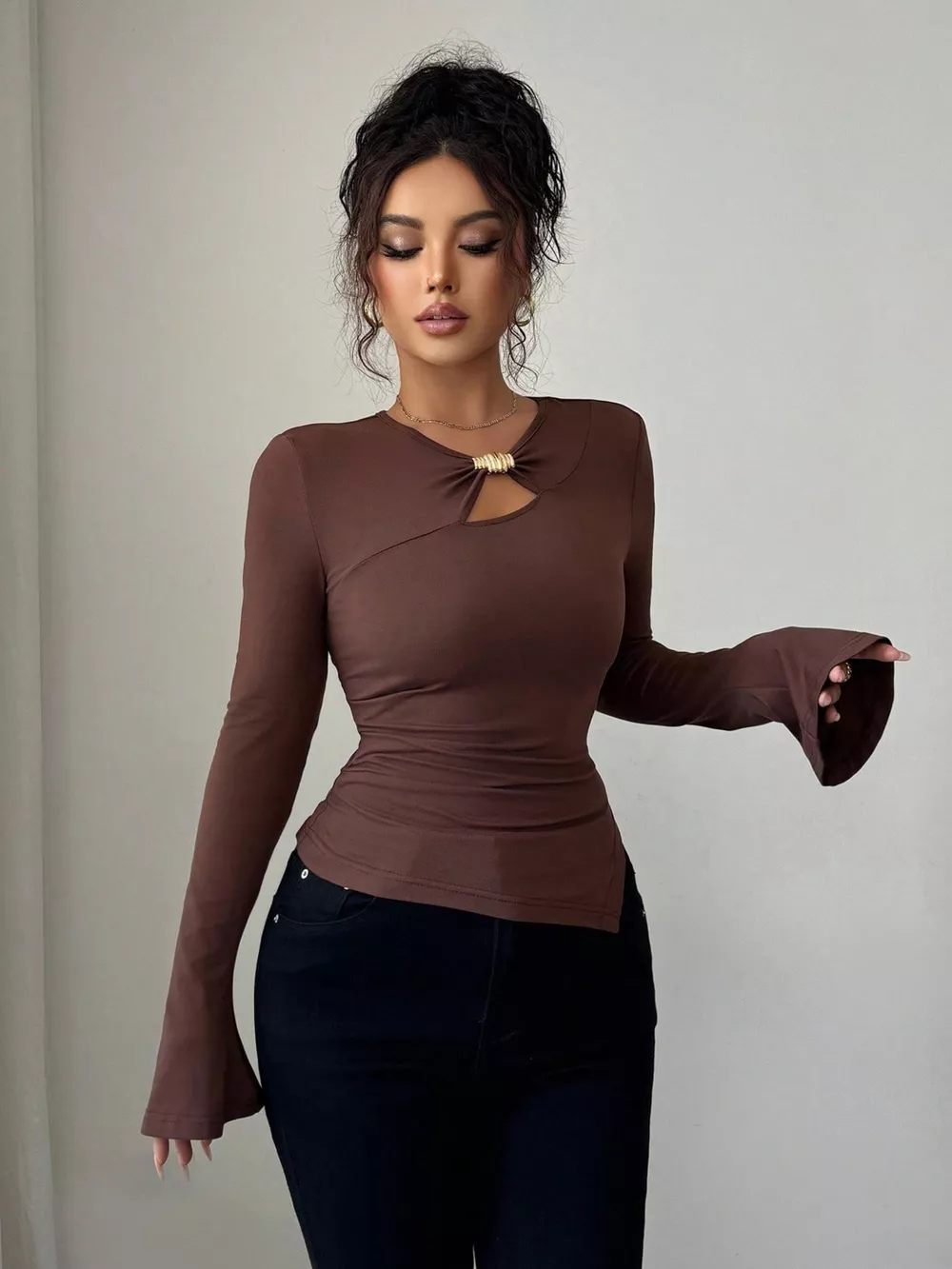 Cutout Long Sleeve T-Shirt, image 5