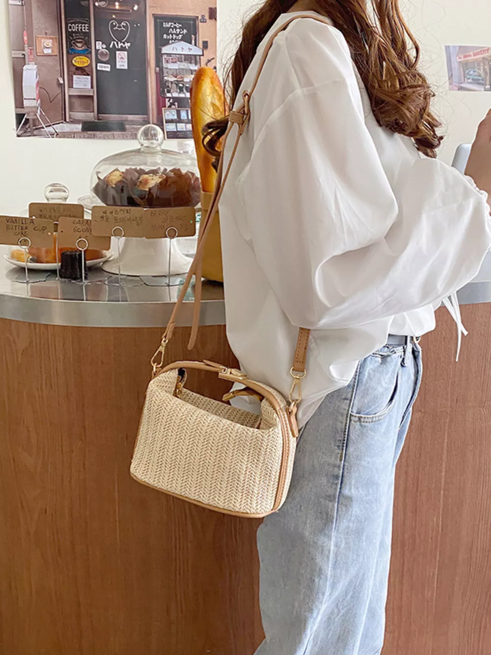 Woven Straw Crossbody Bag, image 2