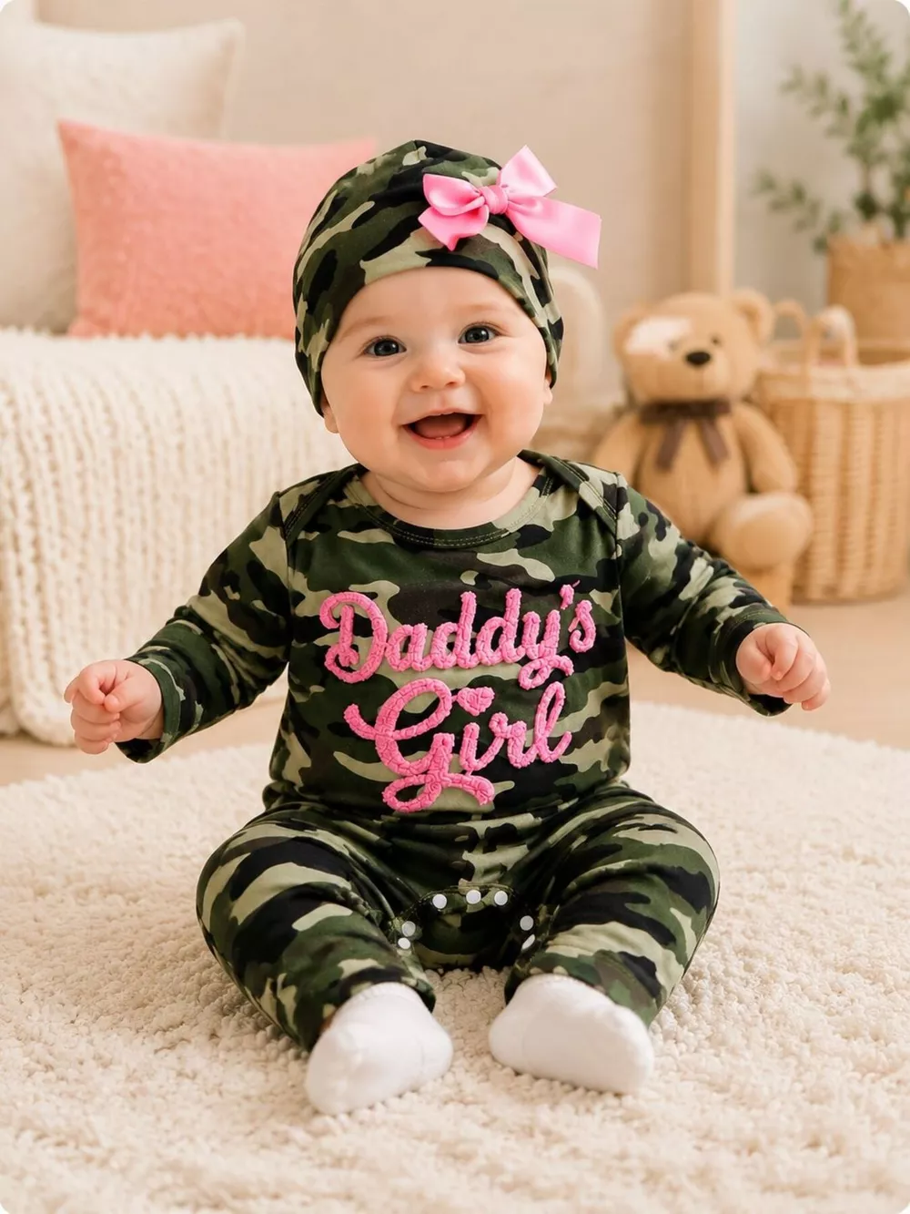 Children's Camo Jumpsuit and Hat Set