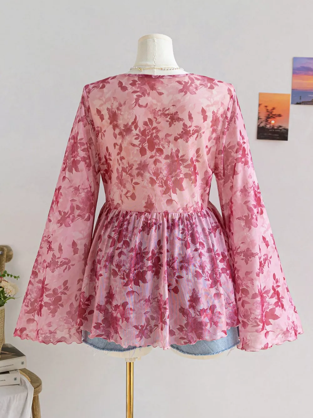 Plus Size Floral Print Chiffon Blouse, image 2