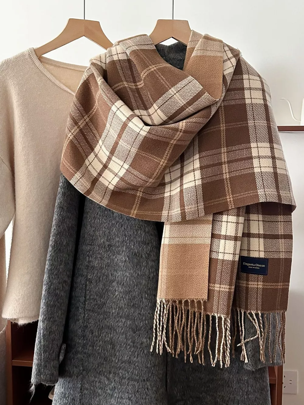 Classic Fringe Plaid Scarf, image 8