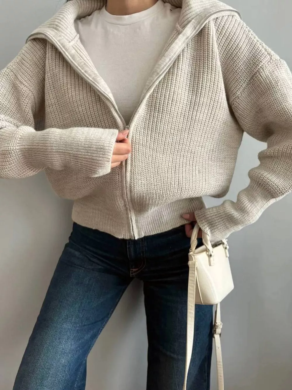 Zip Up Dropped Shoulder Cardigan, image 22