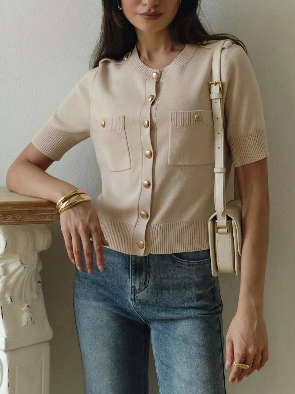 Button-Down Short Sleeve Cardigan, image 6