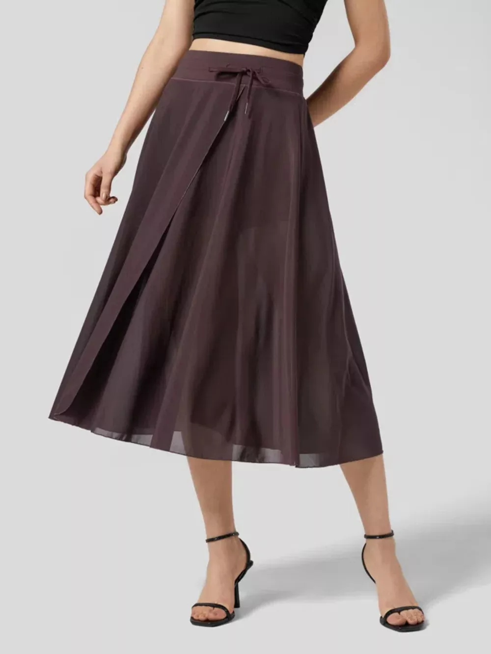 Slit Flowy Skirt with Shorts Liner, image 3