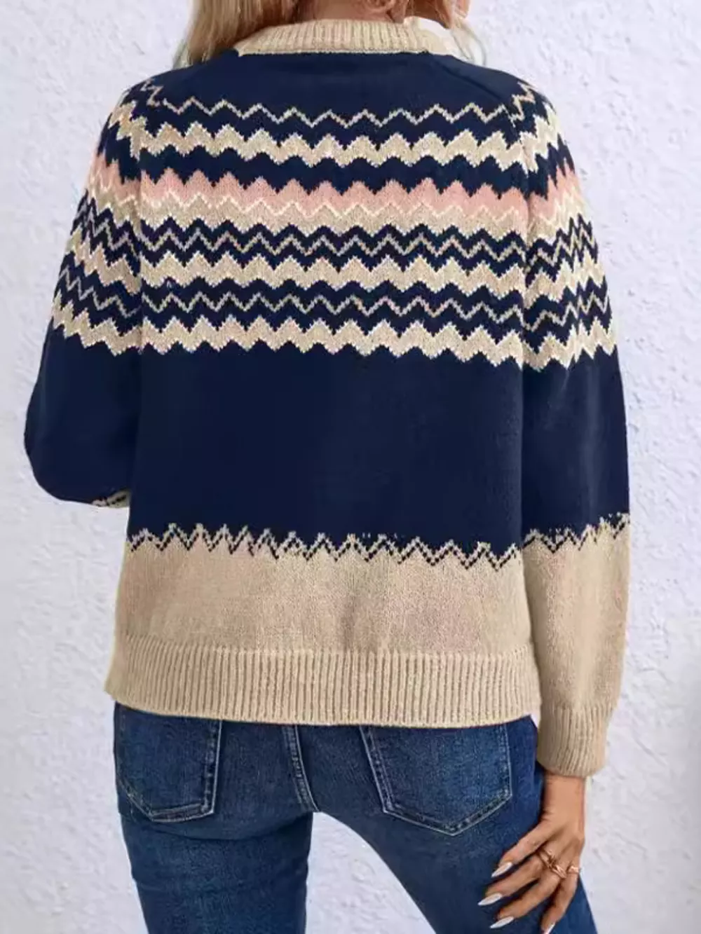 Geometric Pattern Knitted Sweater, image 6