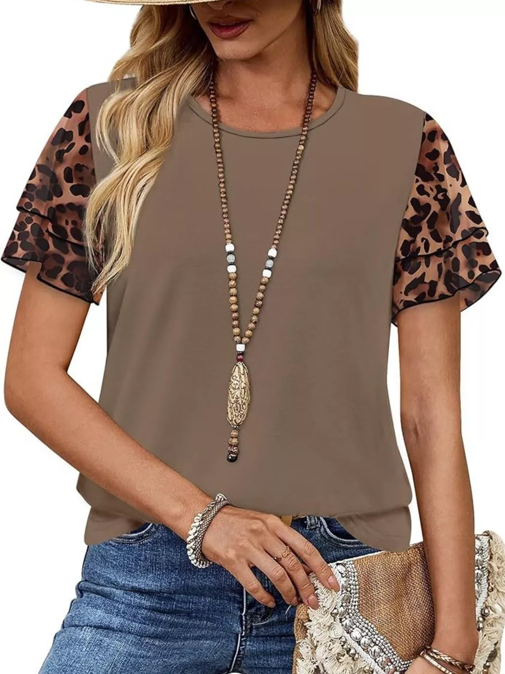 Layered Short Sleeve Round Neck T-Shirt, image 16
