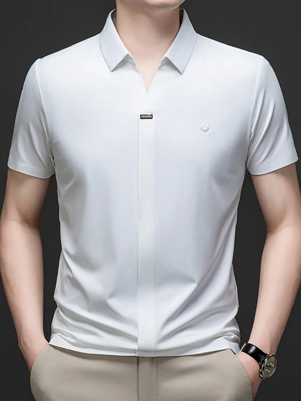 Men's Collared Neck Short Sleeve Polo, image 3