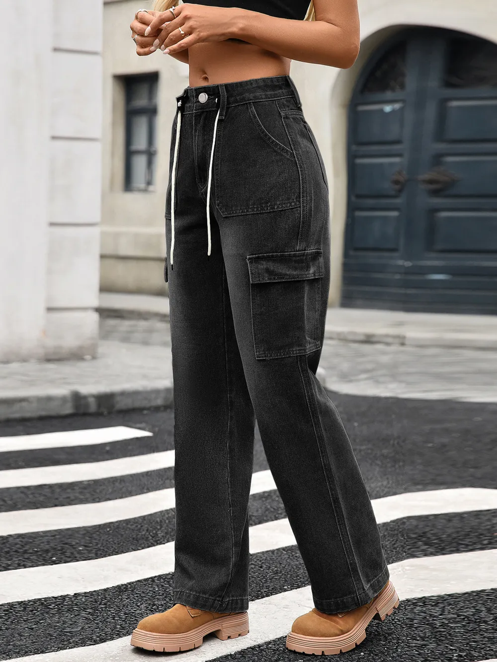 Wide Leg Cargo Jeans, image 9