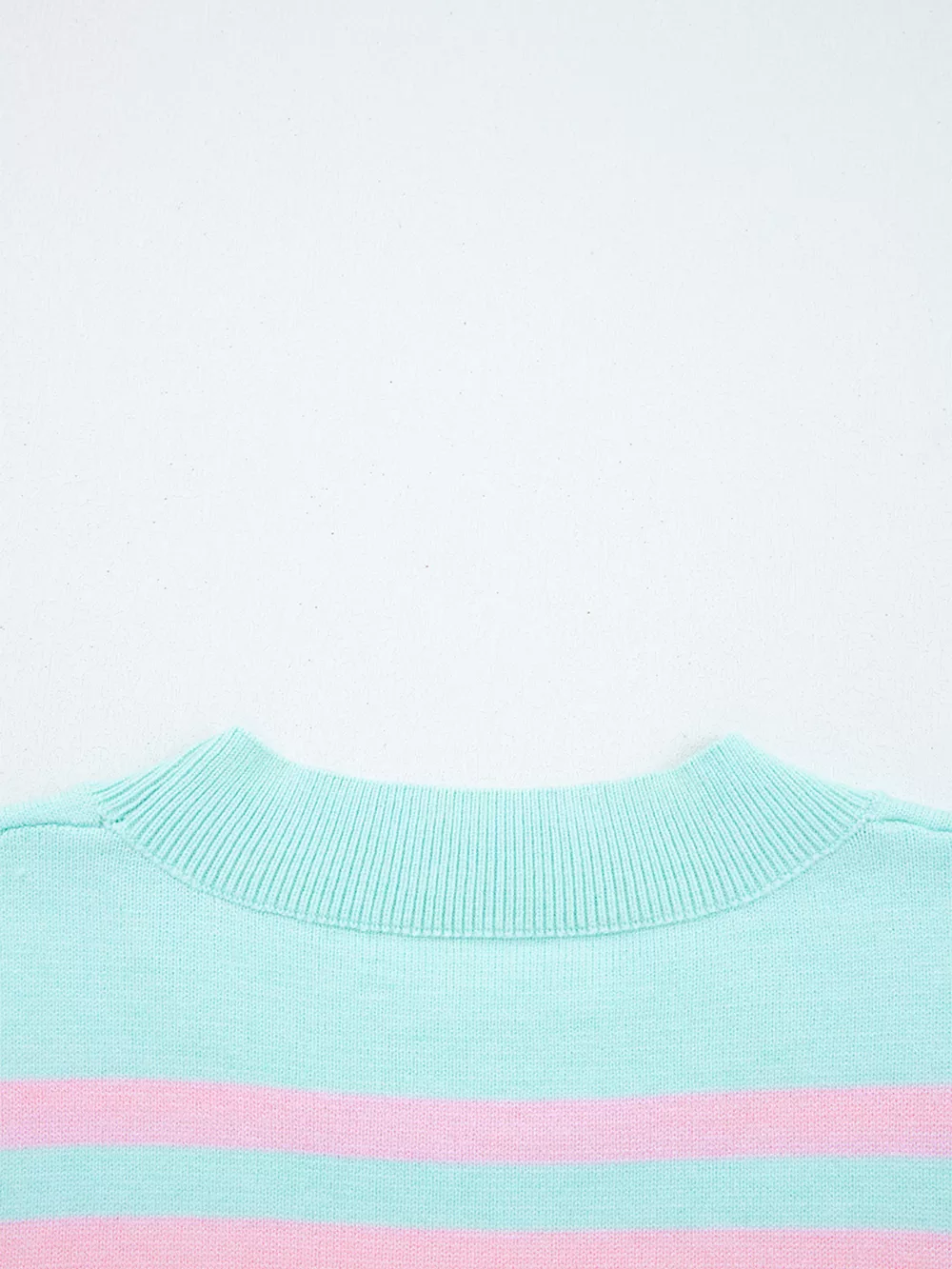 Multicolour Striped Knit Ribbed Trim Boxy Fit Cropped Sweater, image 7