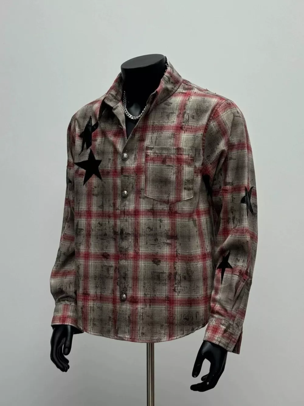 Men's Star Plaid Button Up Shirt