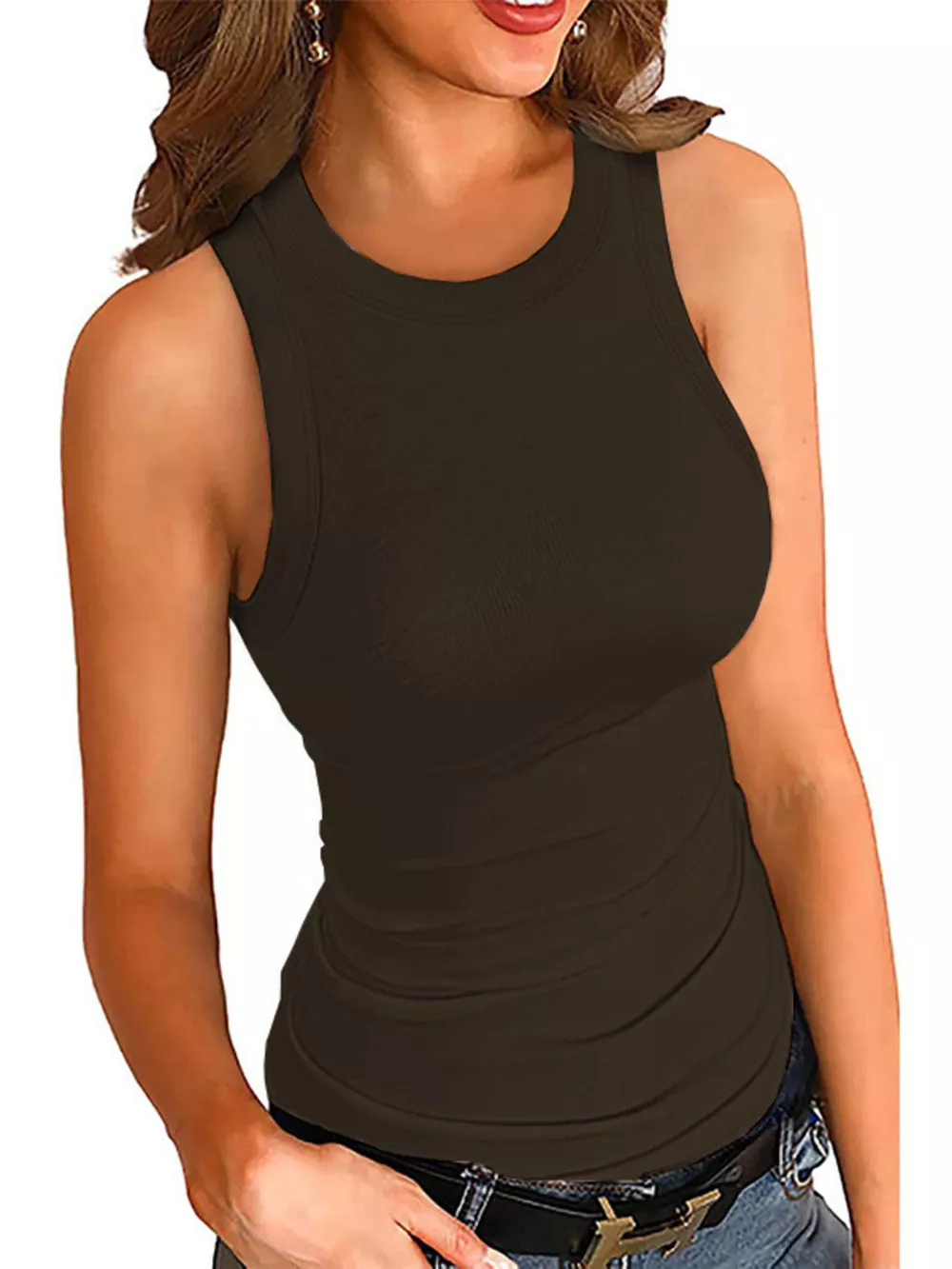 Full Size Ribbed Round Neck Tank Plus Size, image 3