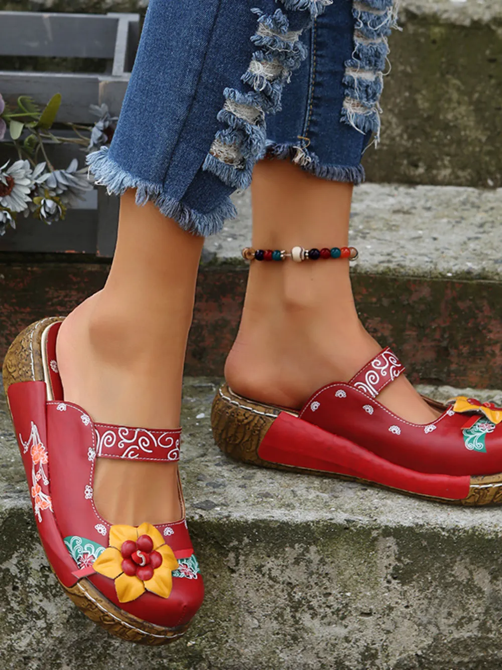 Flower Round Toe Sandals, image 9