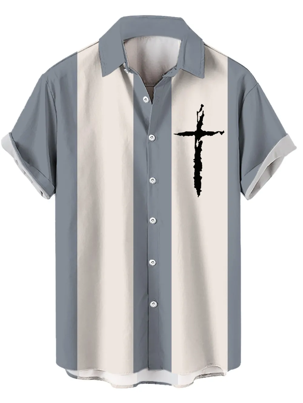 Men's Full Size Cross Casual Striped Button Up Shirt Plus Size, image 3
