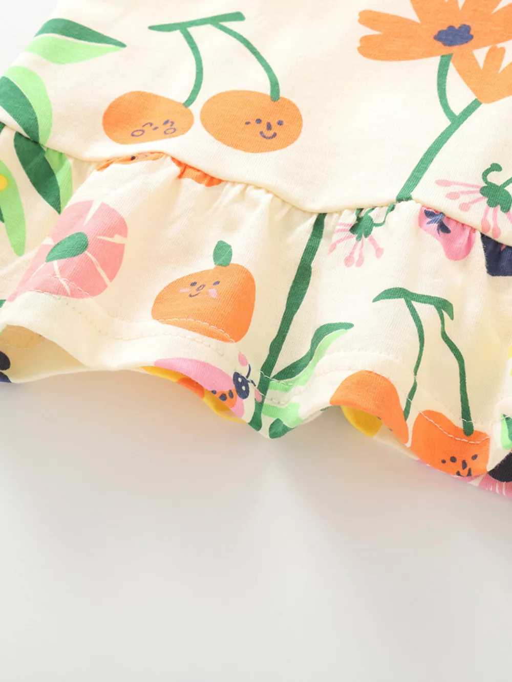 Children's Floral & Fruit Print Ruffled Hem T-Shirt, image 4