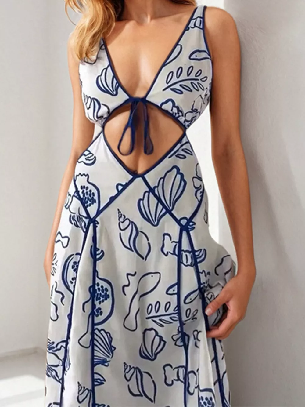 Cutout Backless Printed Maxi Dress, image 2