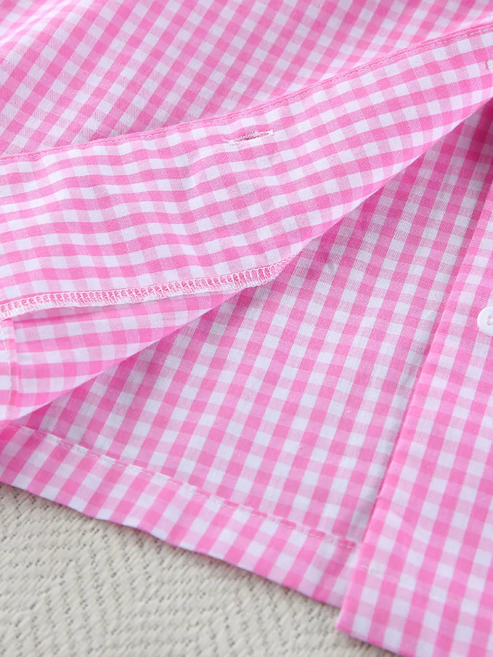 Gingham Button-Down Top and Pants Loungewear Set, image 15