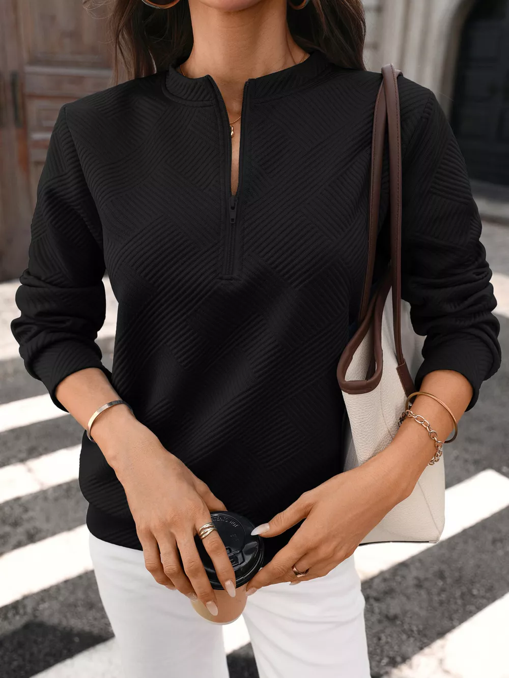 Textured Quarter-Zip Sweatshirt, image 13