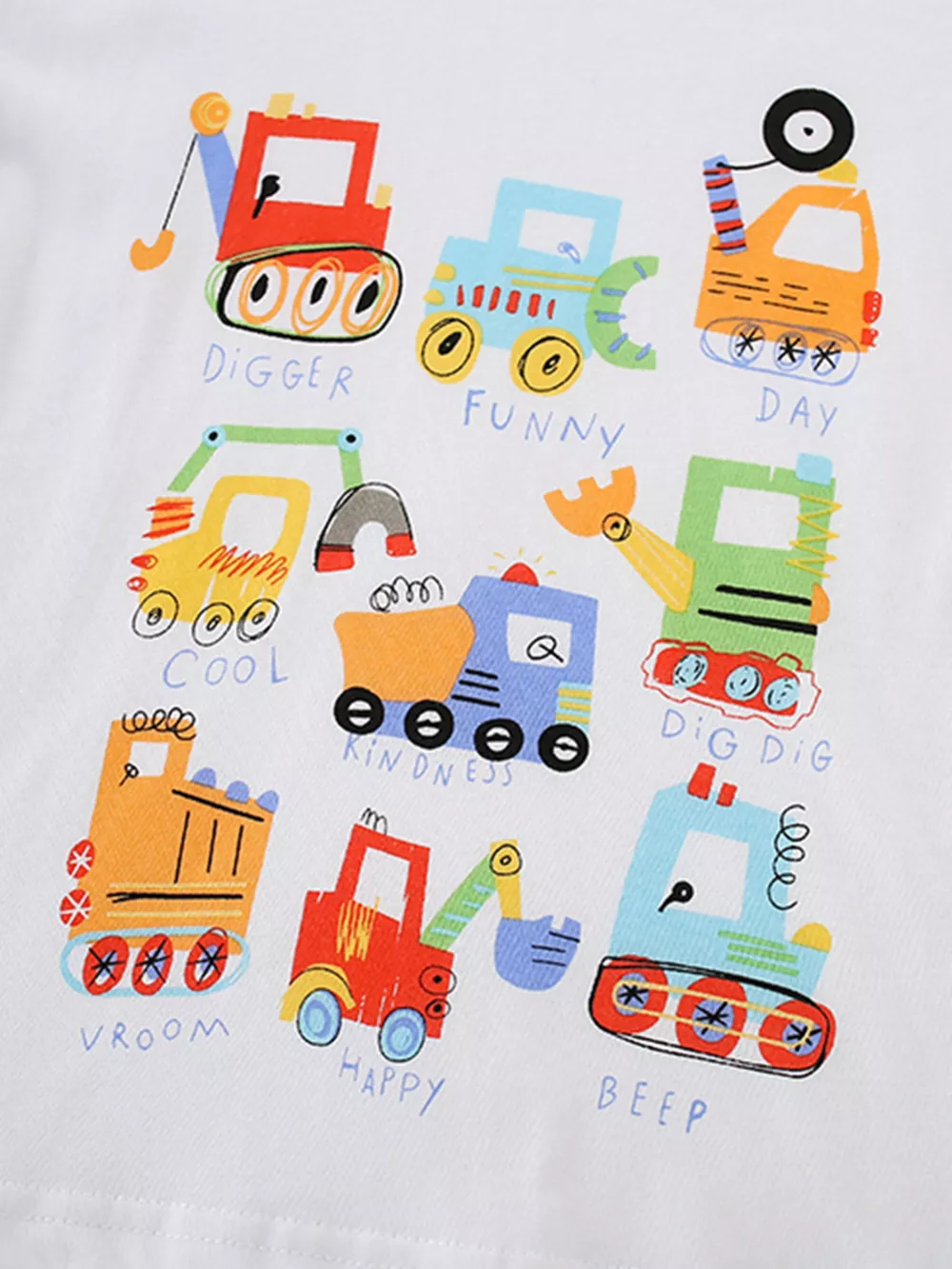 Children's Cartoon Construction Vehicle Crew Neck T-Shirt, image 4