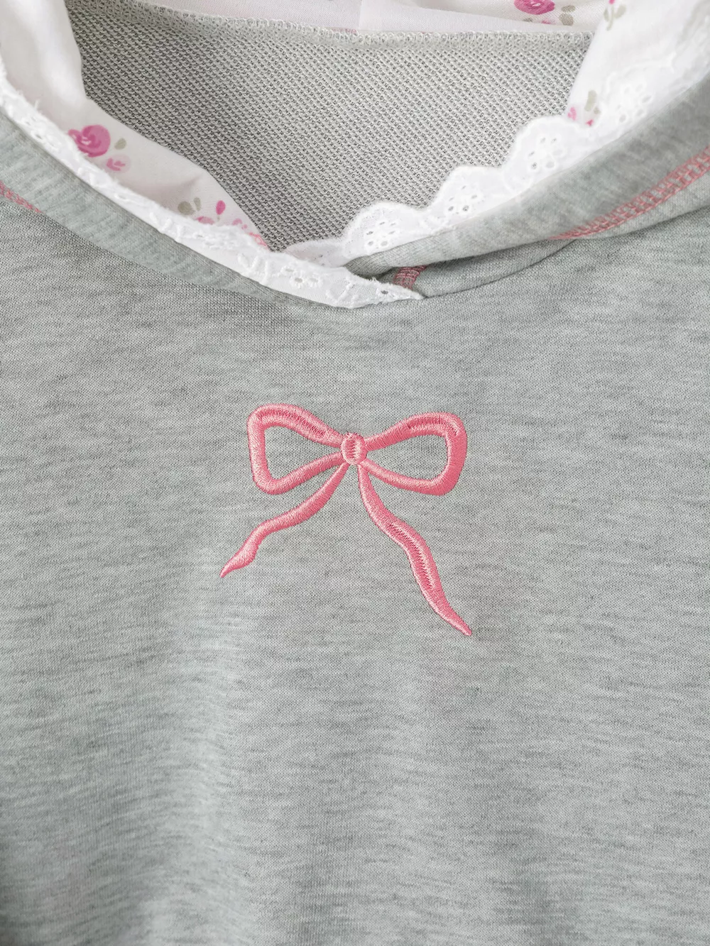 Bow Embroidered Long Sleeve Hoodie, image 3