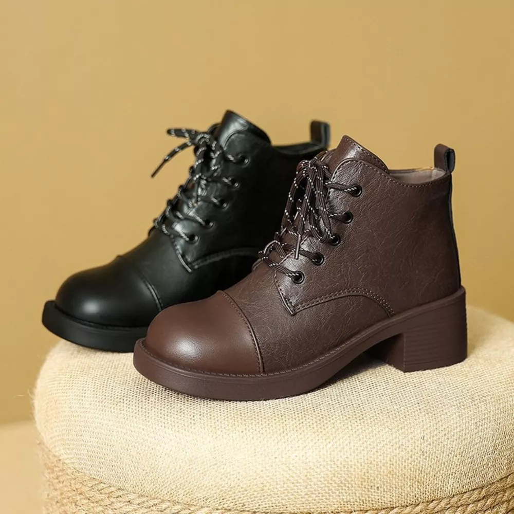 Round Toe Block Heels Boots, image 2