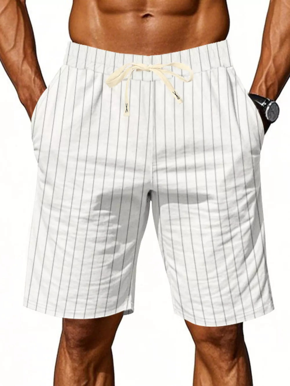 Men's Full Size Striped Drawstring Casual Shorts Plus Size, image 14