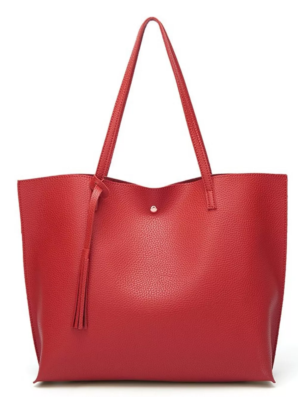PU Leather Tote Bag with Tassel, image 6