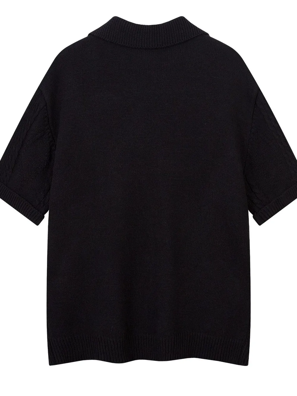 Men's Cable Knit Short Sleeve Knit Polo, image 4