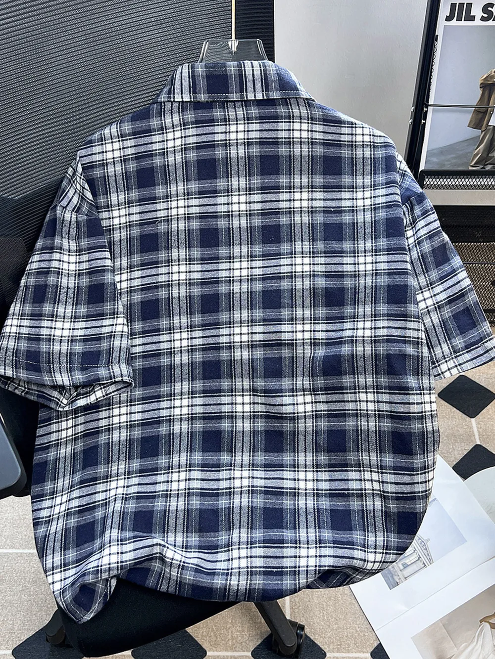 Men's Plus Size Plaid Button Up Short Sleeve Shirt, image 3